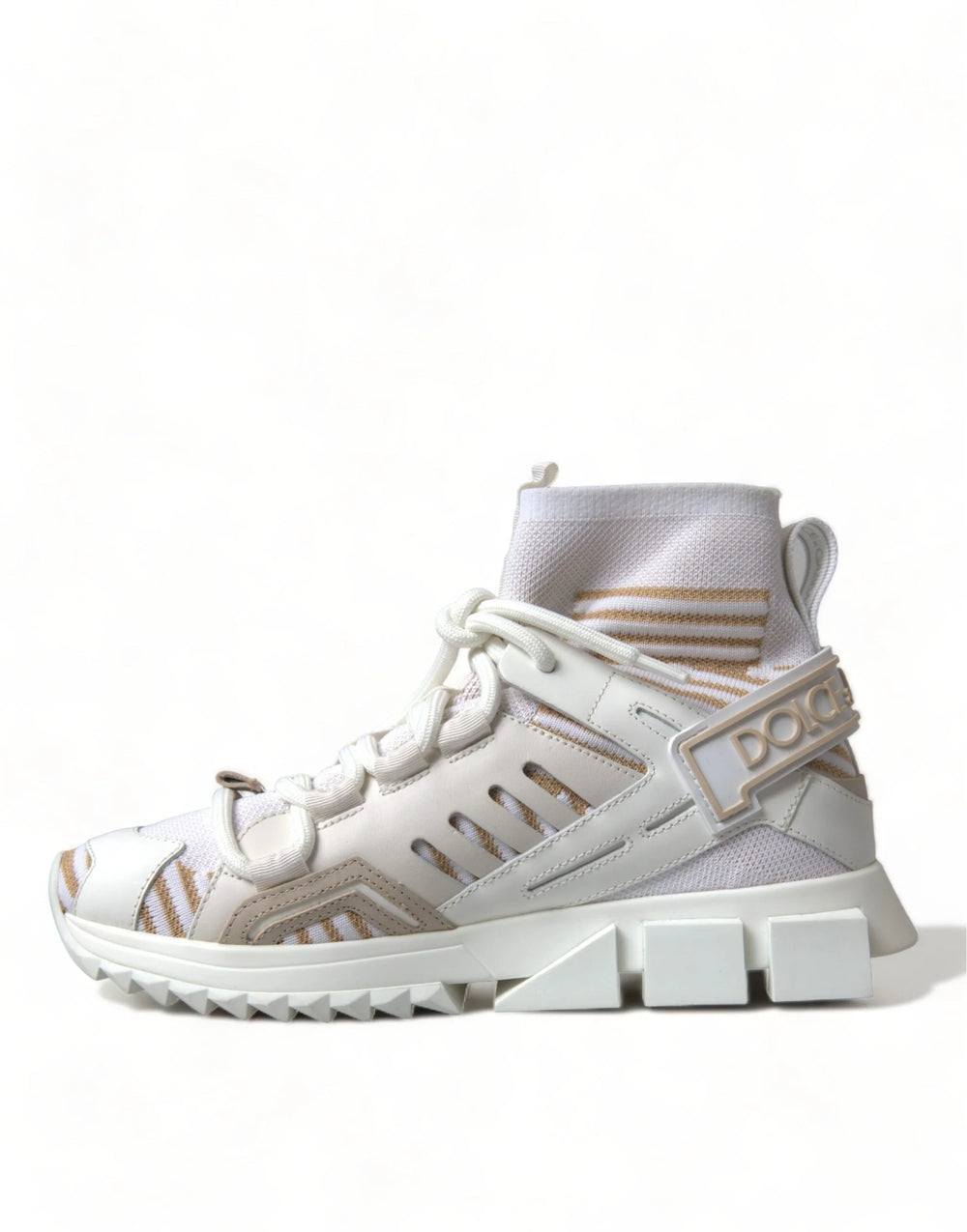 Dolce & Gabbana White Beige Sorrento Socks Sneakers Shoes - EU37/US6.5
