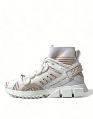 Dolce & Gabbana White Beige Sorrento Socks Sneakers Shoes - EU37/US6.5