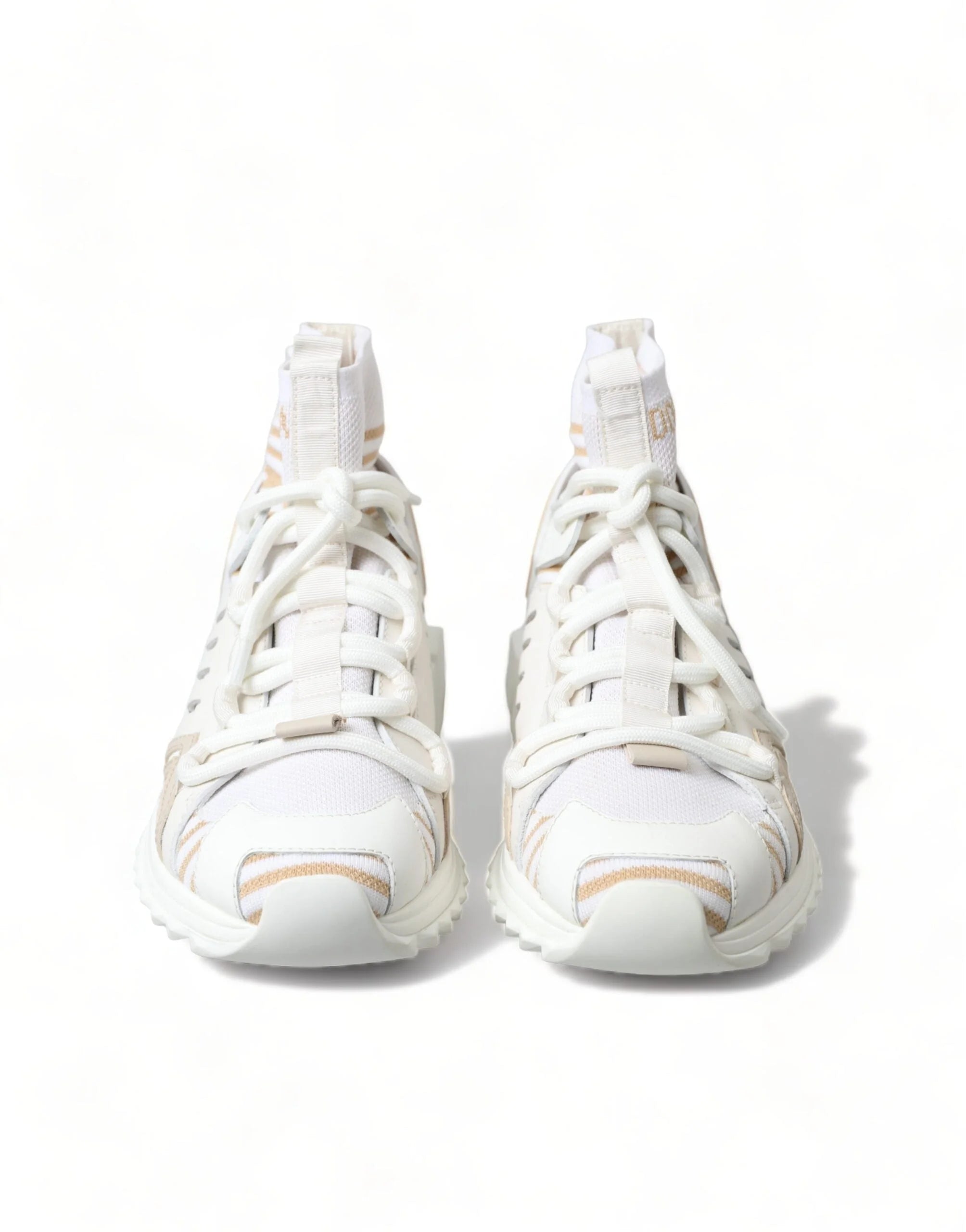 Dolce & Gabbana White Beige Sorrento Socks Sneakers Shoes - EU37/US6.5