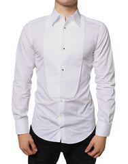 Dolce & Gabbana White Bib Cotton Poplin Formal Dress Shirt - IT39 | S - Shirts