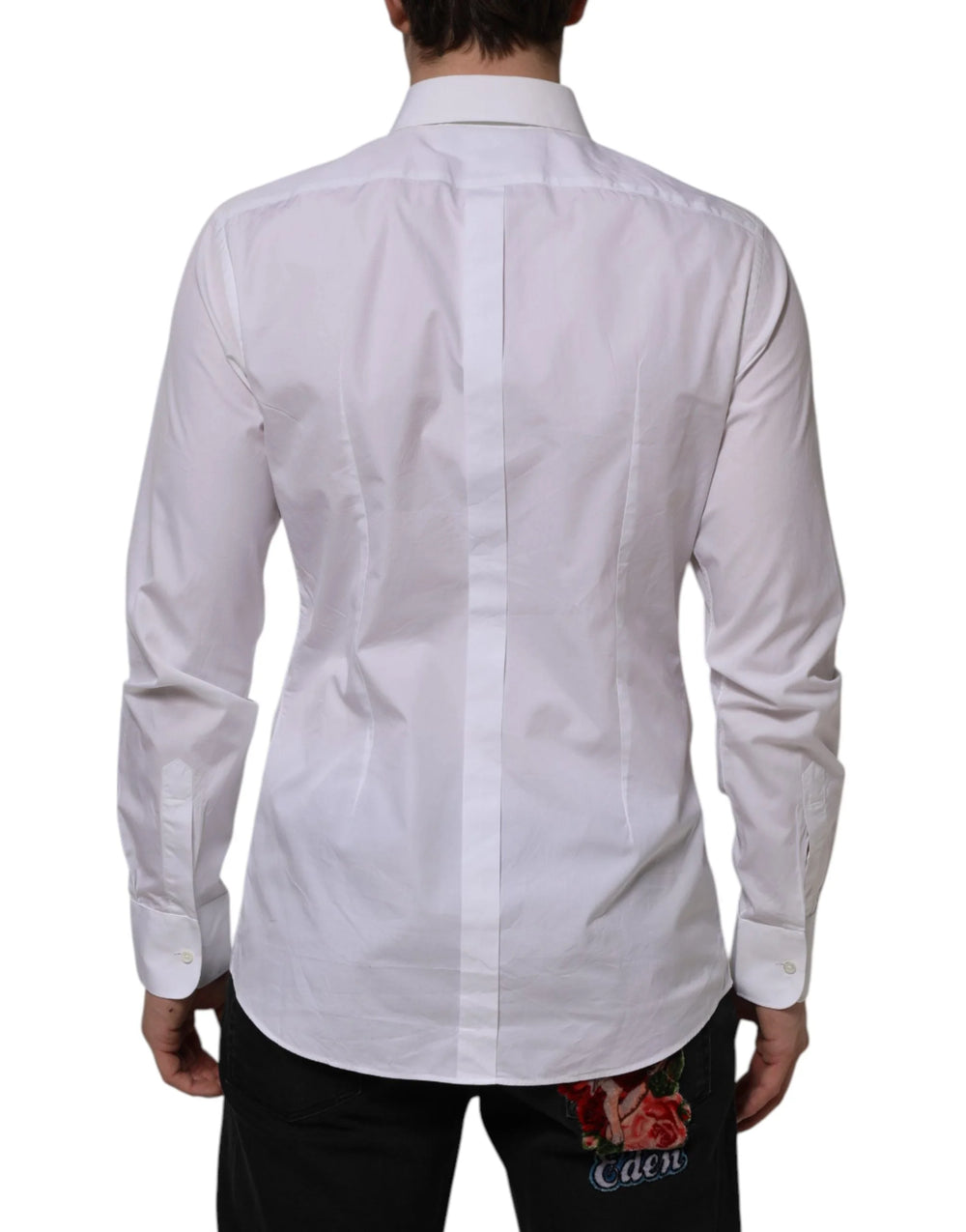 Dolce & Gabbana White Bib Cotton Poplin GOLD Formal Shirt - IT37 | XS - Shirts