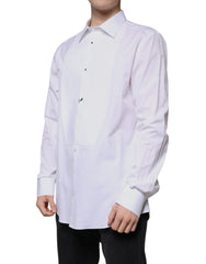 Dolce & Gabbana White Bib Cotton Poplin GOLD Formal Shirt - IT37 | XS - Shirts