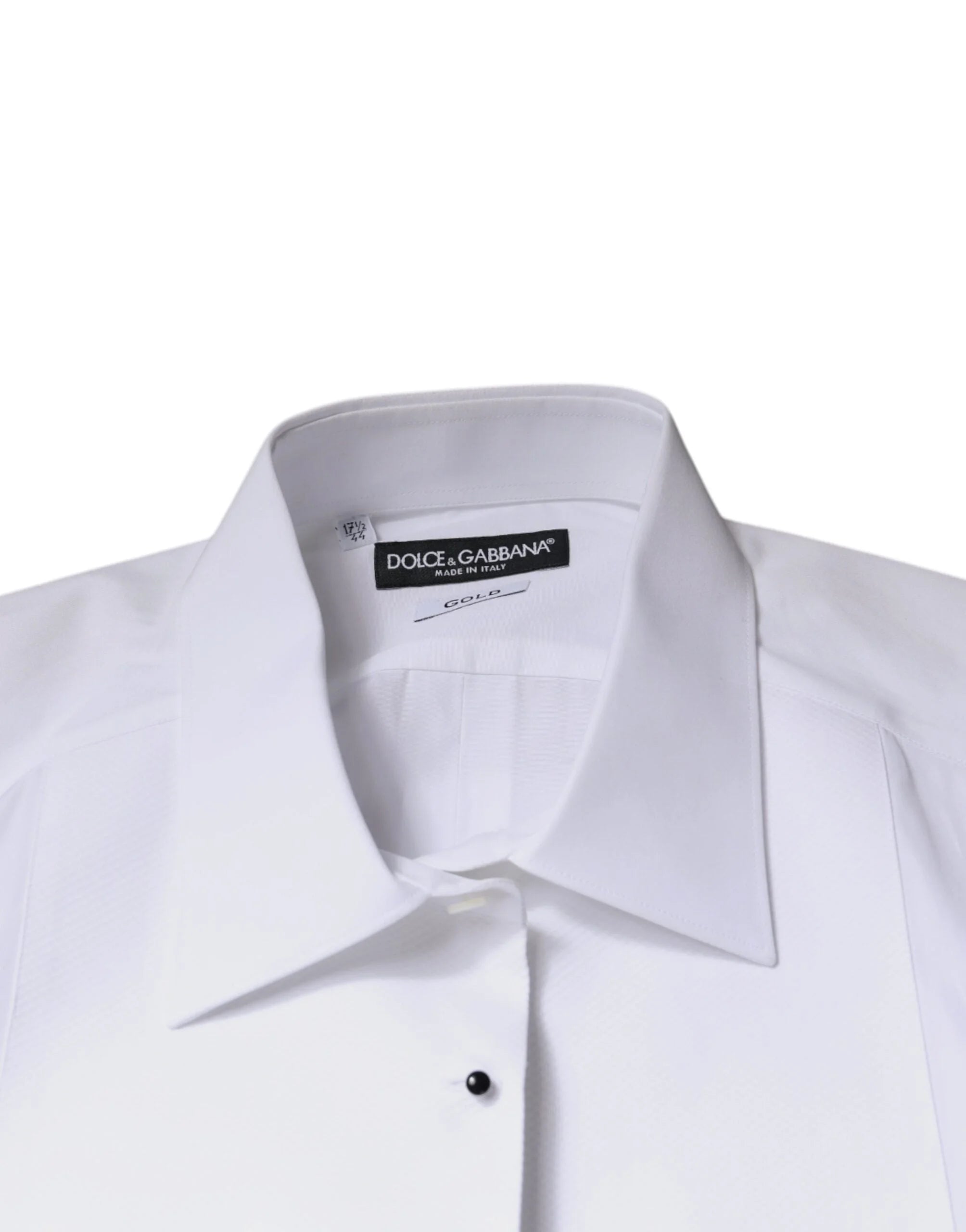 Dolce & Gabbana White Bib Cotton Poplin GOLD Formal Shirt - IT37 | XS - Shirts