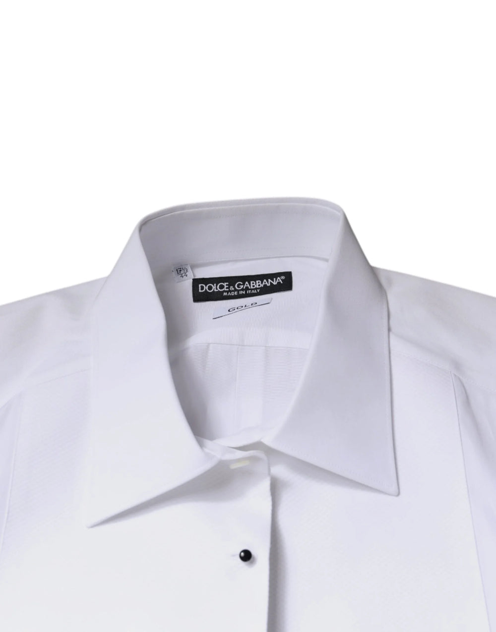 Dolce & Gabbana White Bib Cotton Poplin GOLD Formal Shirt - IT37 | XS - Shirts
