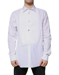 Dolce & Gabbana White Bib Cotton Poplin GOLD Formal Shirt - IT37 | XS - Shirts