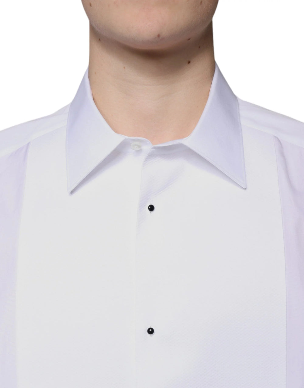 Dolce & Gabbana White Bib Cotton Poplin GOLD Formal Shirt - IT37 | XS - Shirts