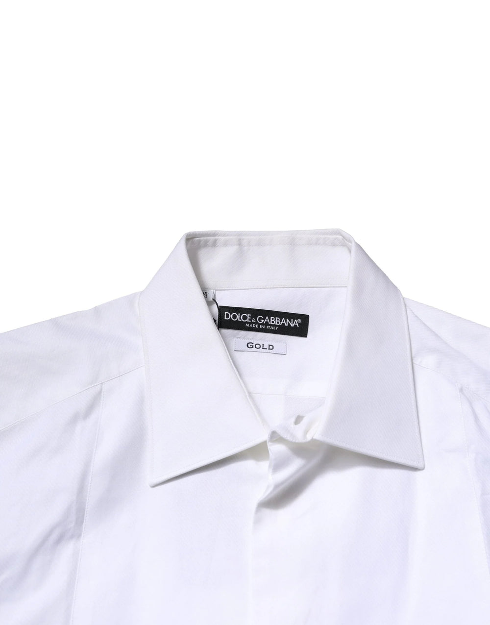 Dolce & Gabbana White Bib Cotton Poplin GOLD Men Formal Shirt - Shirts