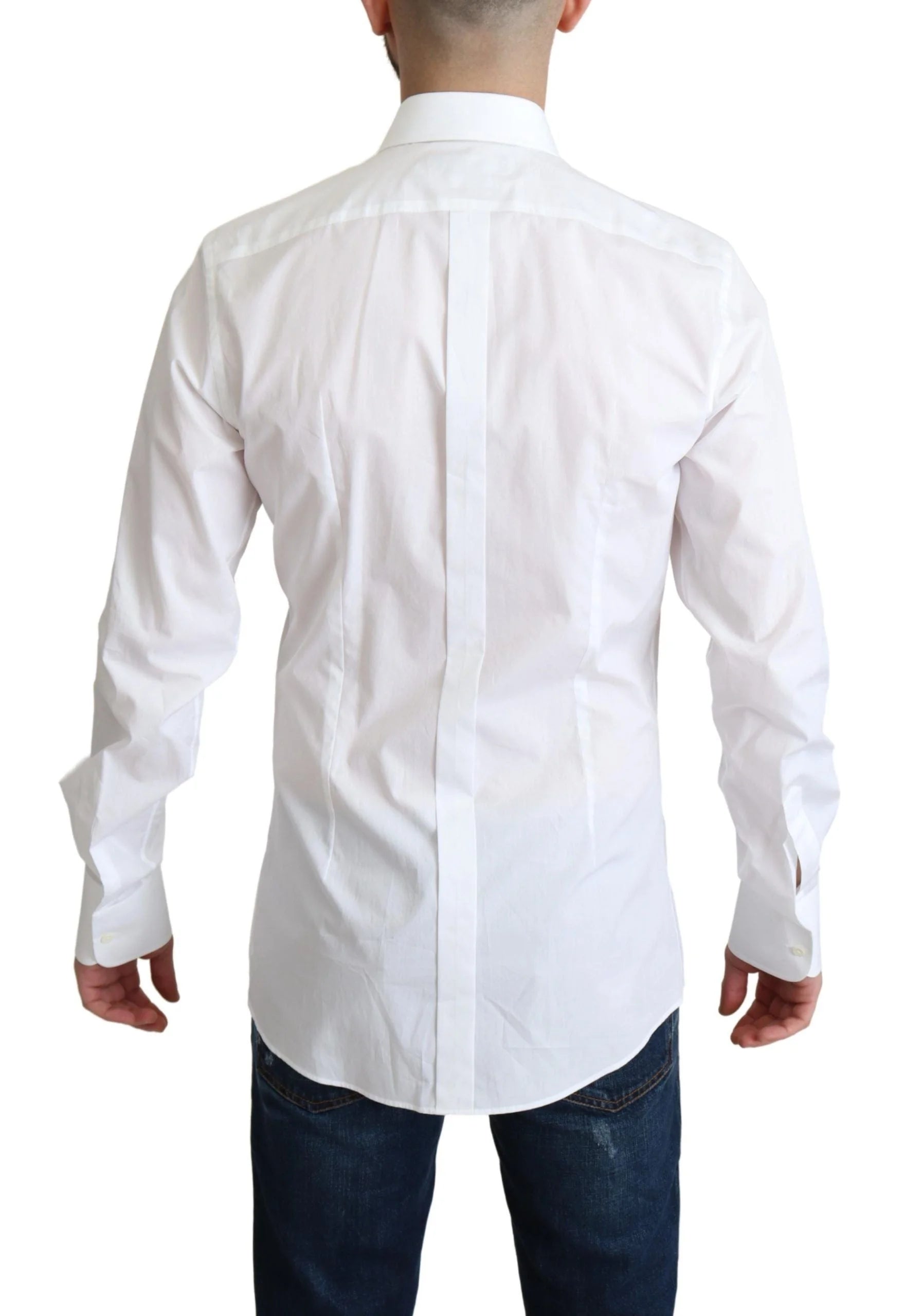 Dolce & Gabbana White Bib Cotton Poplin Men Formal Shirt - Shirts