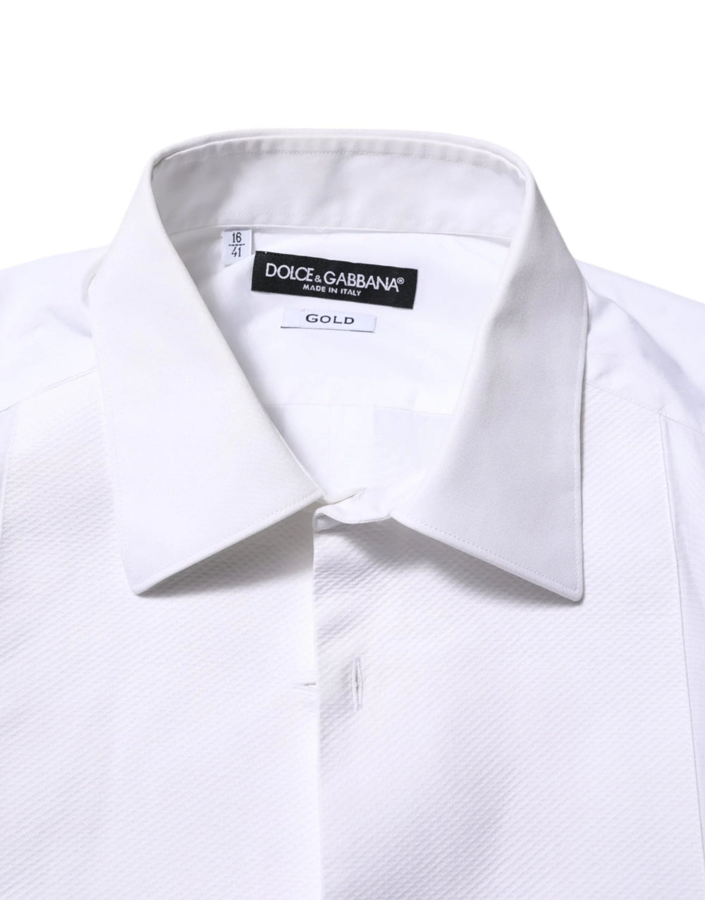 Dolce & Gabbana White Bib Cotton Popline GOLD Men Formal Shirt - IT41 | L - Shirts