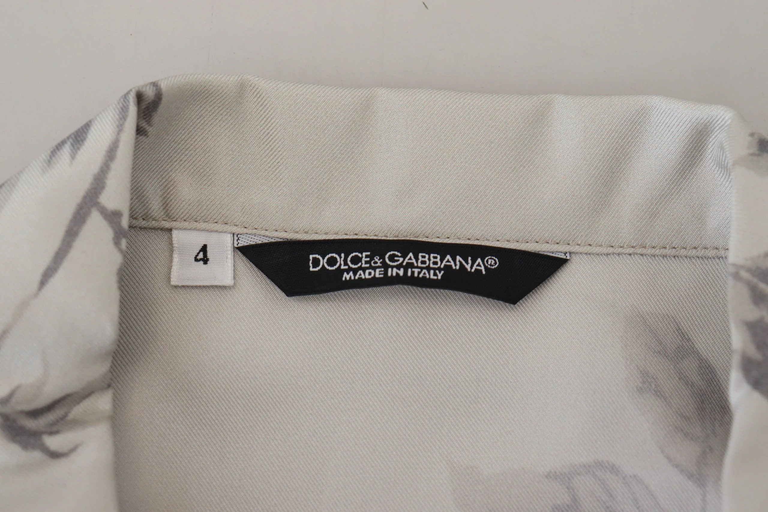 Dolce & Gabbana White Bird Print Silk Satin Casual Shirt - IT5 | M - Pajamas