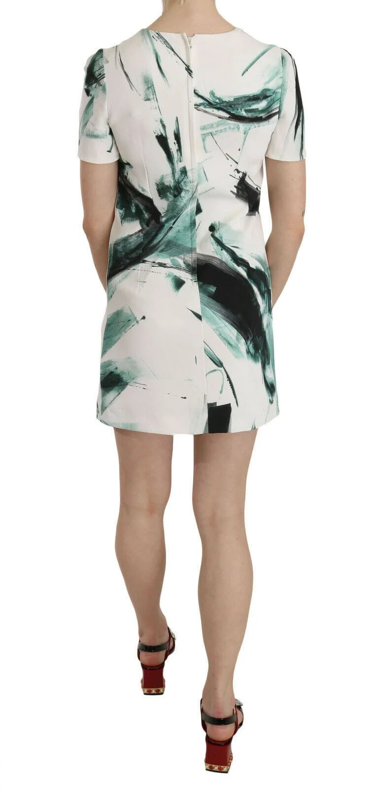 Dolce & Gabbana White Black Blue Shift Short Mini Dress - IT38|XS - Dresses