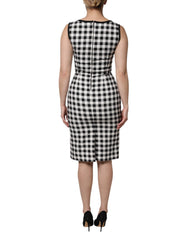 Dolce & Gabbana White Black Checkered Sleeveless Sheath Dress - IT40|S - Dresses