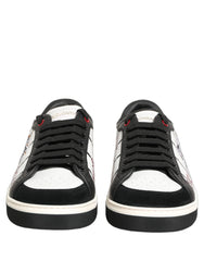 Dolce & Gabbana Zapatillas Deportivas Bajas Con Parche King Logo DG En Cuero Blanco Y Negro