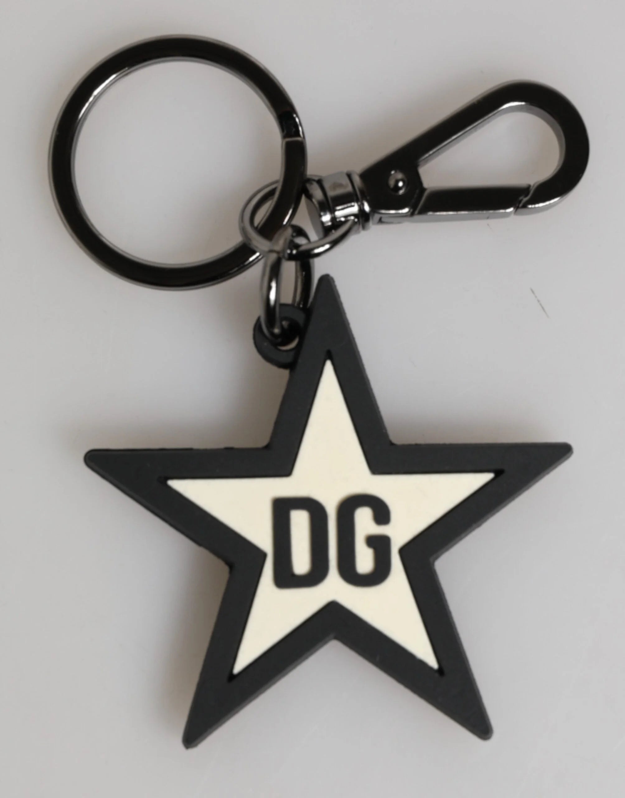 Dolce & Gabbana White Black DG Logo Star Rubber Men’s Keychain Keyring - Keychains