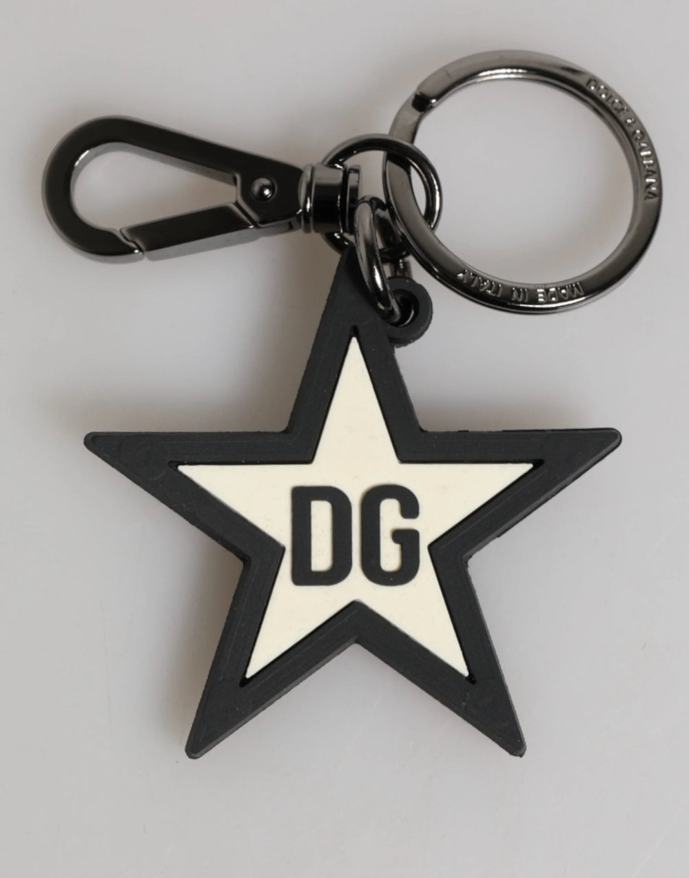 Dolce & Gabbana White Black DG Logo Star Rubber Men’s Keychain Keyring - Keychains