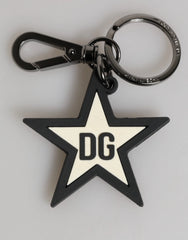 Dolce & Gabbana White Black DG Logo Star Rubber Men’s Keychain Keyring - Keychains