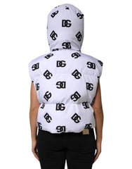 Dolce & Gabbana White Black DG Mania Polyester Puffer Jacket - IT44 | L - Puffer Jackets