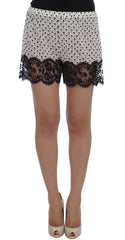 Dolce & Gabbana White Black Floral Lace Silk Sleepwear Shorts - S - Nightgowns
