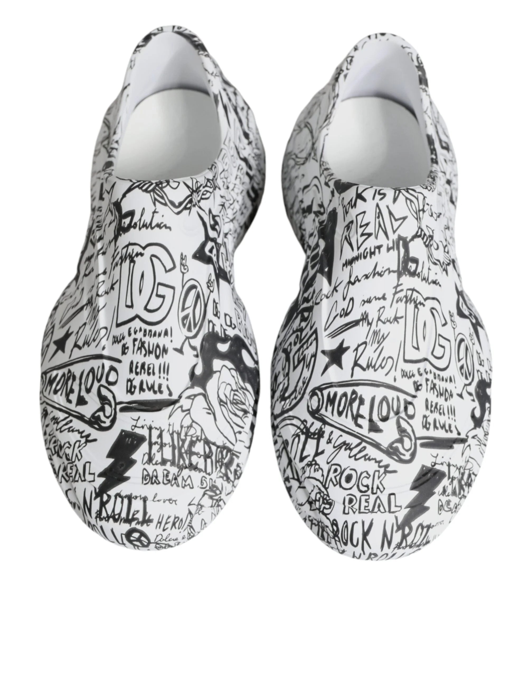 Dolce & Gabbana White Black Graffiti Daymaster Sneakers Shoes - EU44/US11 - Sneakers