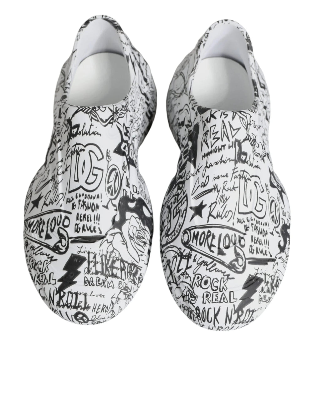 Dolce & Gabbana White Black Graffiti Daymaster Sneakers Shoes - EU44/US11
