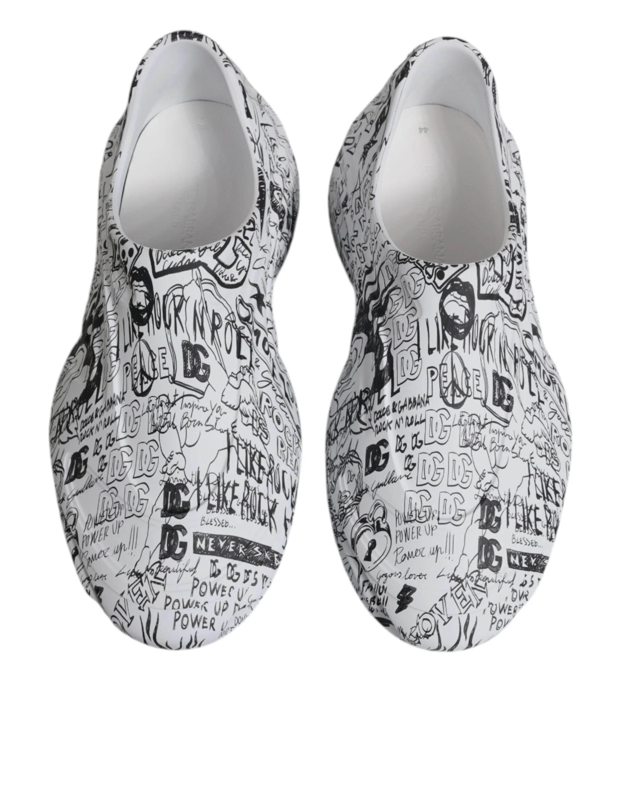 Dolce & Gabbana White Black Graffiti Daymaster Sneakers Shoes - Sneakers