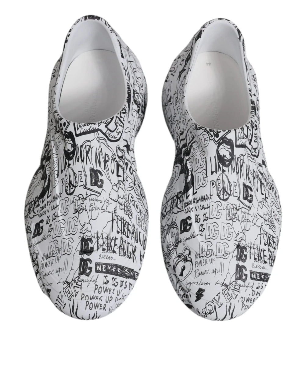 Dolce & Gabbana White Black Graffiti Daymaster Sneakers Shoes - Sneakers