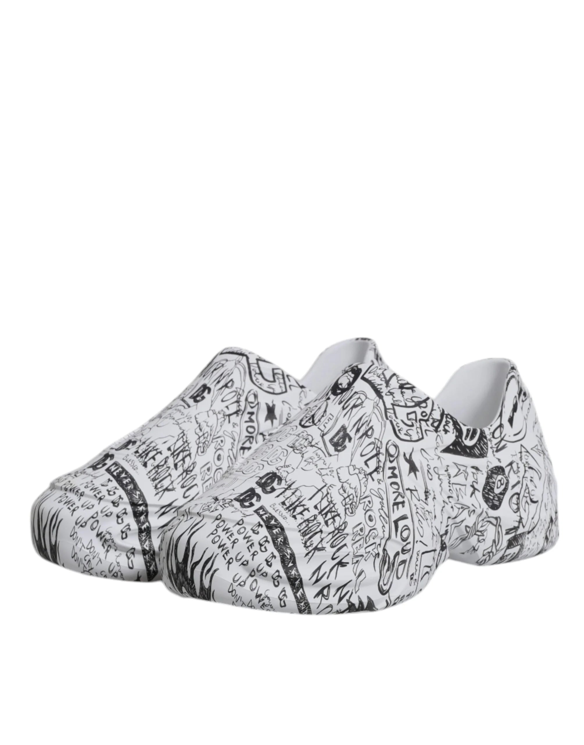 Dolce & Gabbana White Black Graffiti Daymaster Sneakers Shoes - Sneakers