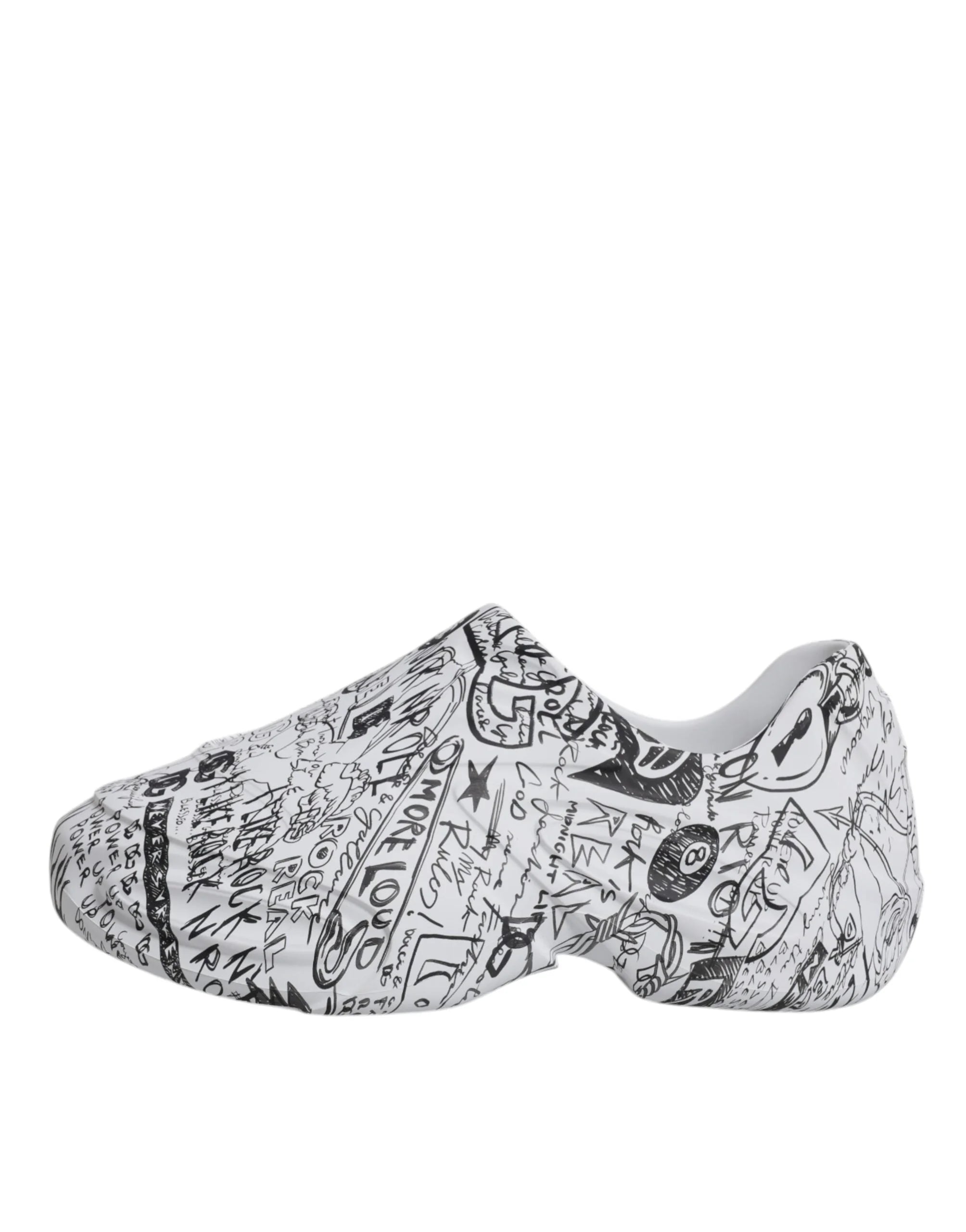 Dolce & Gabbana White Black Graffiti Daymaster Sneakers Shoes - Sneakers