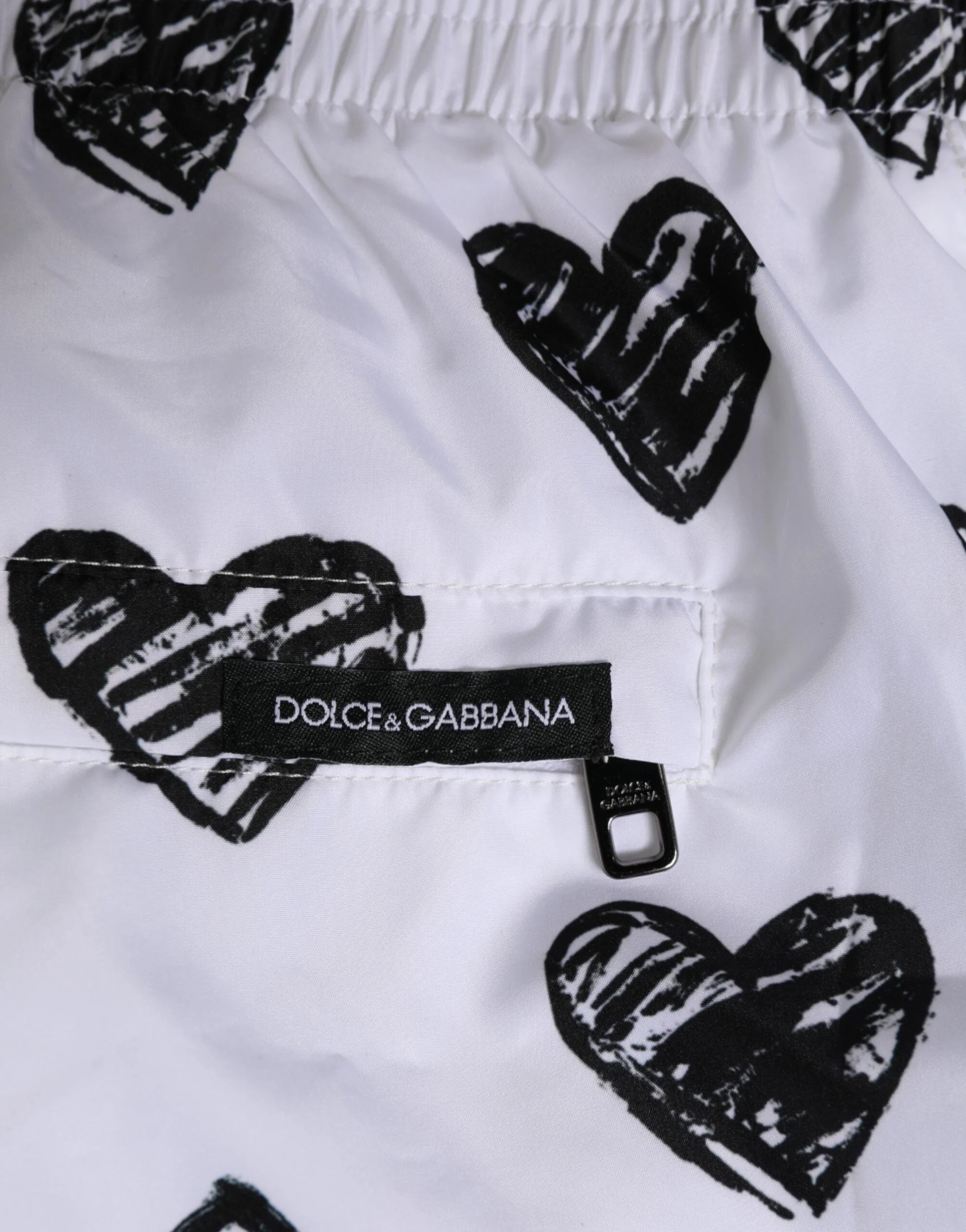 Dolce & Gabbana White Black Heart Print Men Boxer Short Swimwear - IT3 | XS - Swim Boxers