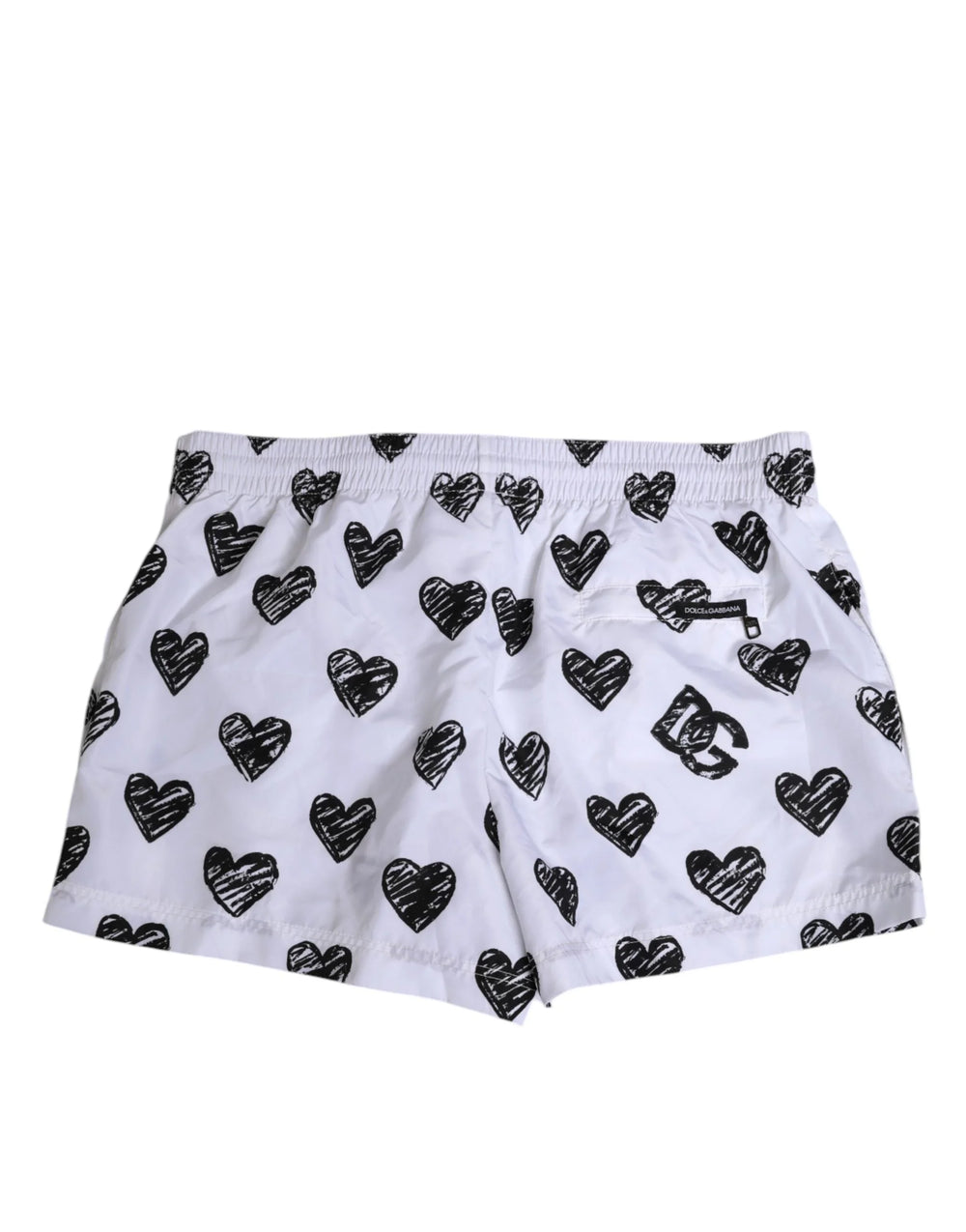 Dolce & Gabbana White Black Heart Print Men Boxer Short Swimwear - IT3 | XS - Swim Boxers