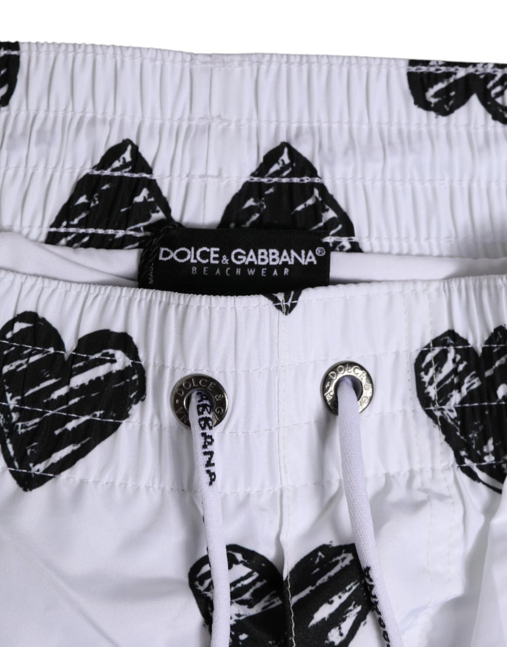 Dolce & Gabbana White Black Heart Print Men Boxer Short Swimwear - IT3 | XS - Swim Boxers