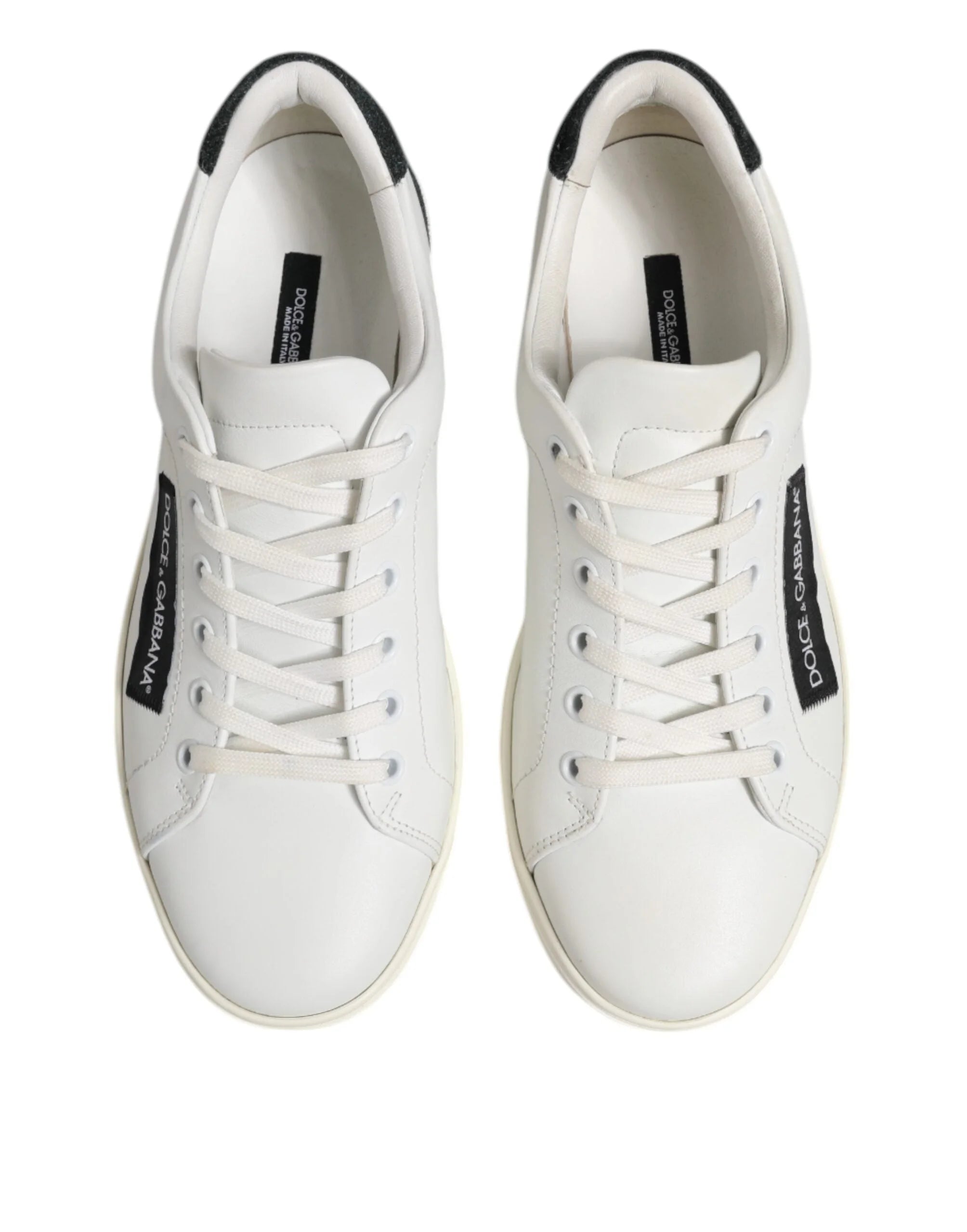 Dolce & Gabbana White Black Leather Lace Up Men Sneakers Shoes - EU39/US6 - Sneakers