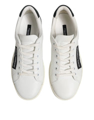 Dolce & Gabbana White Black Leather Lace Up Men Sneakers Shoes - EU39/US6 - Sneakers
