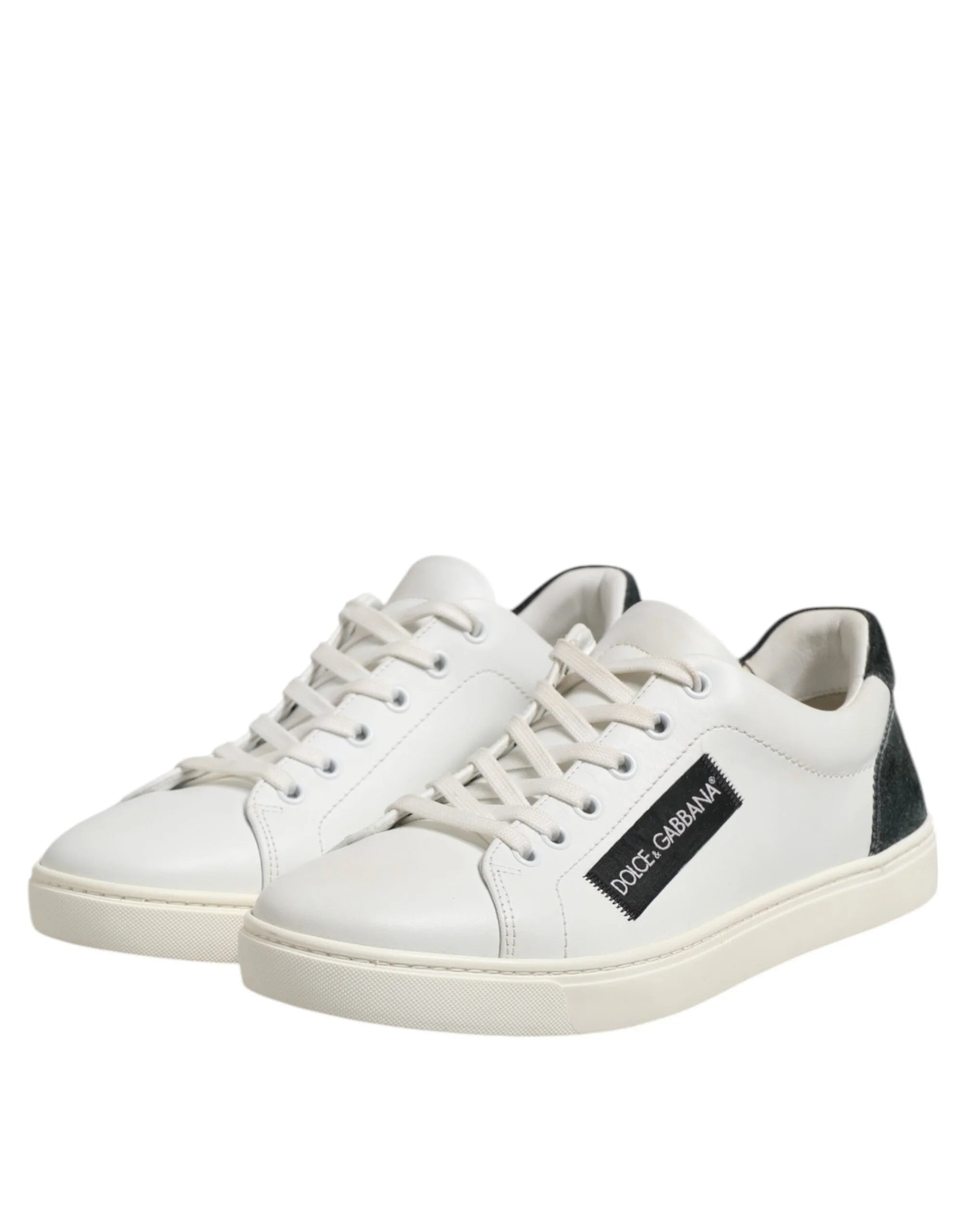 Dolce & Gabbana White Black Leather Lace Up Men Sneakers Shoes - EU39/US6 - Sneakers