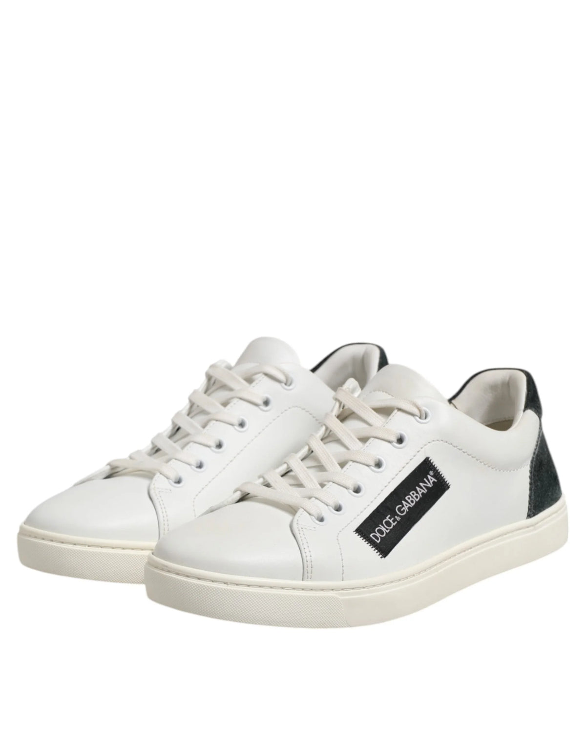 Dolce & Gabbana White Black Leather Lace Up Men Sneakers Shoes - EU39/US6 - Sneakers