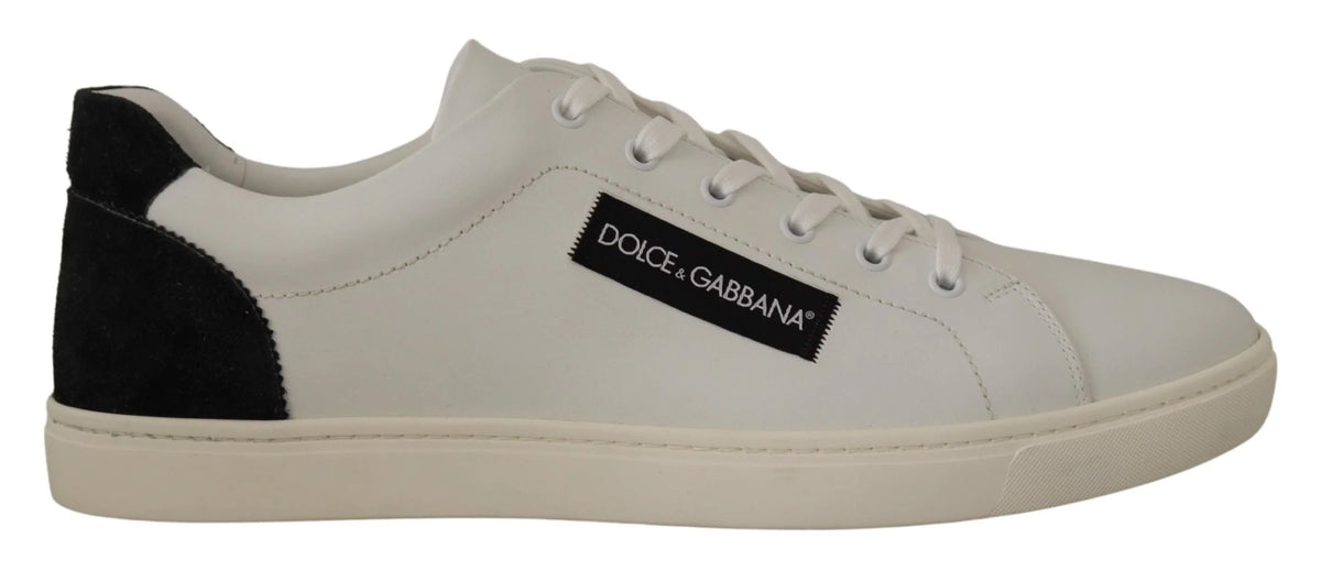 Dolce & Gabbana White Black Leather Low Shoes Sneakers - EU39.5/US6.5 - Sneakers