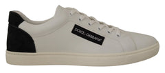 Dolce & Gabbana White Black Leather Low Shoes Sneakers - EU39.5/US6.5 - Sneakers