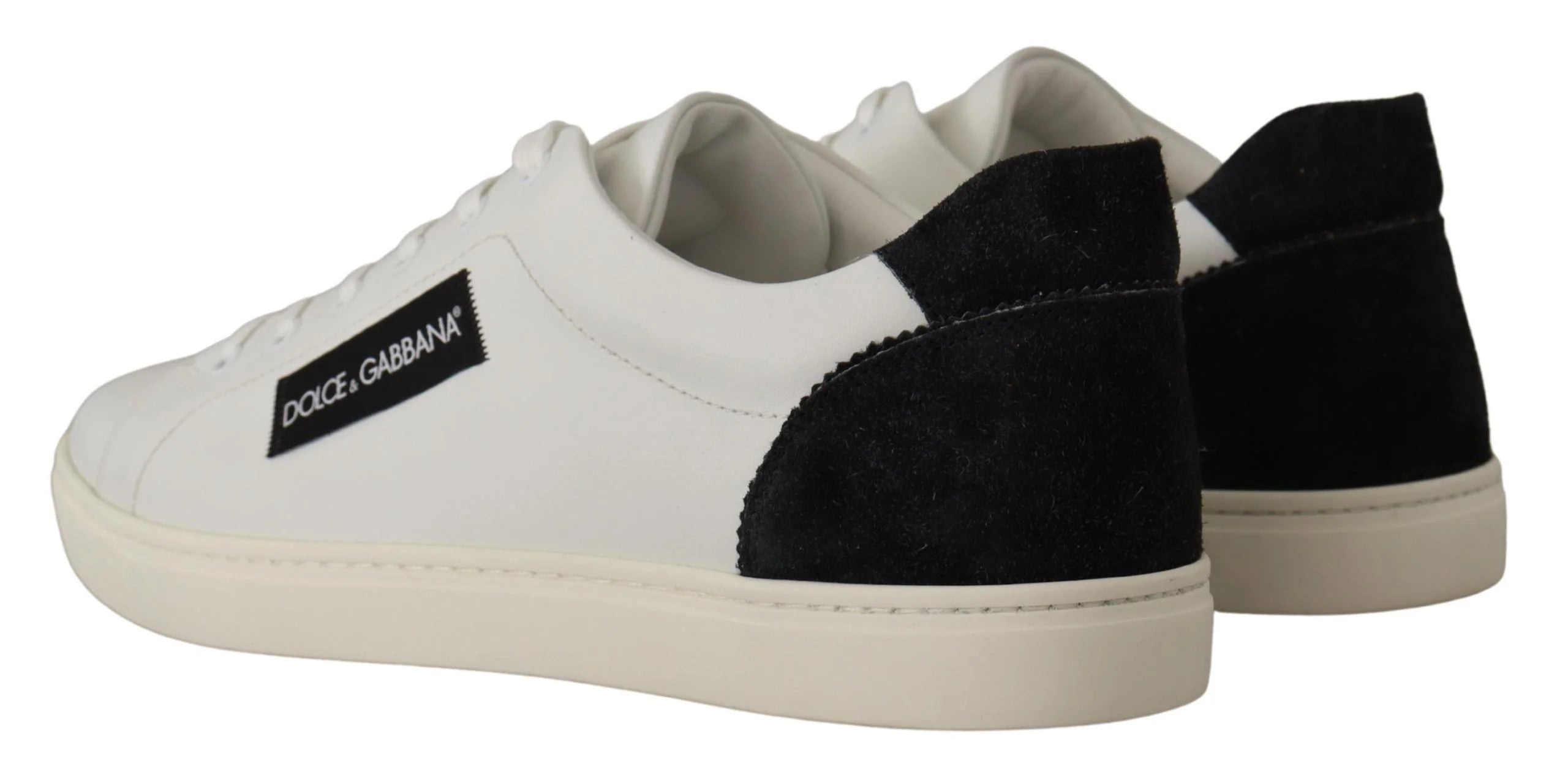 Dolce & Gabbana White Black Leather Low Shoes Sneakers - EU39.5/US6.5 - Sneakers
