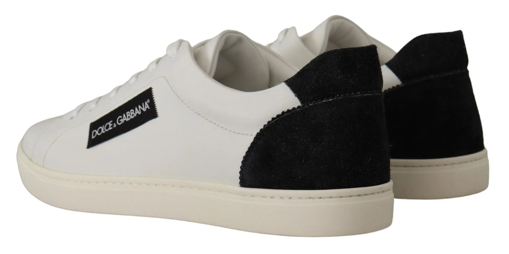 Dolce & Gabbana White Black Leather Low Shoes Sneakers - EU39.5/US6.5 - Sneakers