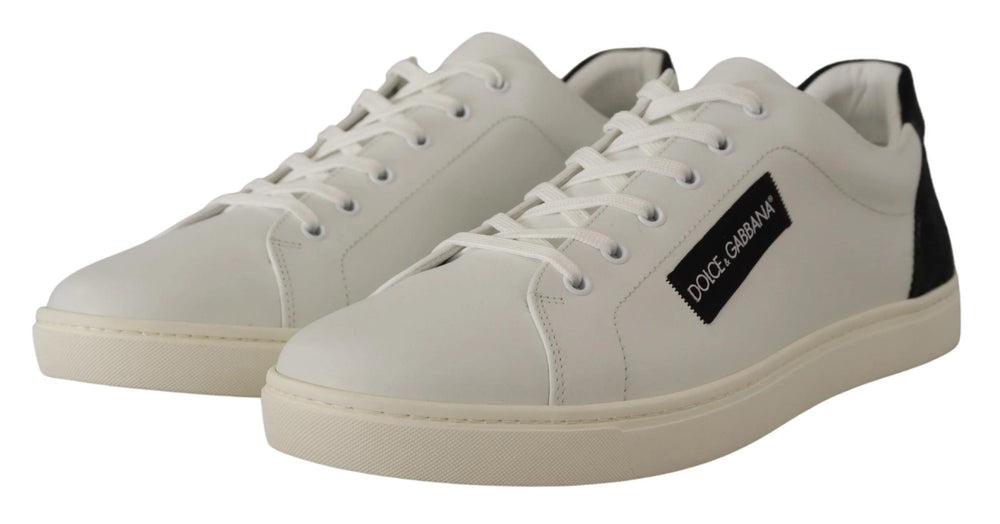 Dolce & Gabbana White Black Leather Low Shoes Sneakers - EU39.5/US6.5 - Sneakers