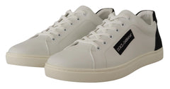 Dolce & Gabbana White Black Leather Low Shoes Sneakers - EU39.5/US6.5 - Sneakers