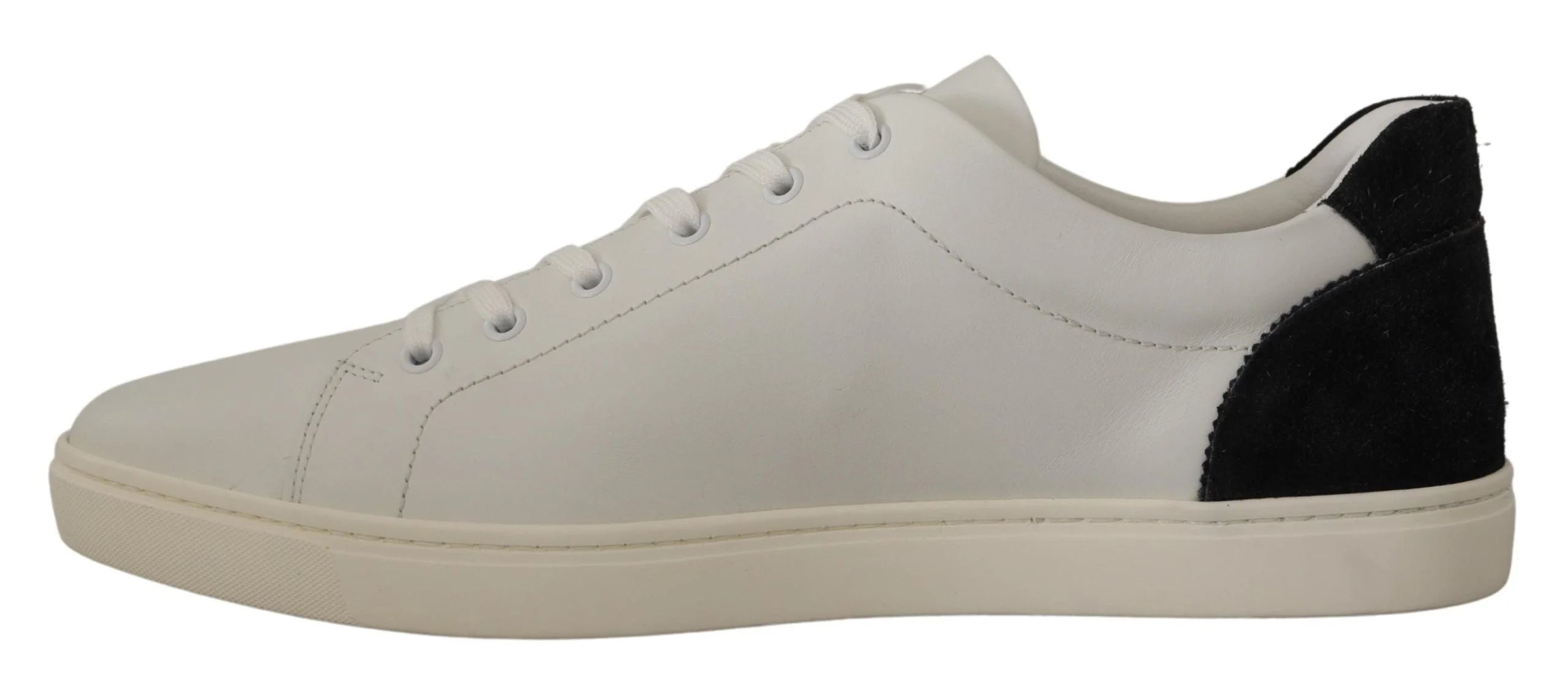 Dolce & Gabbana White Black Leather Low Shoes Sneakers - EU39.5/US6.5 - Sneakers