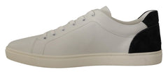 Dolce & Gabbana White Black Leather Low Shoes Sneakers - EU39.5/US6.5 - Sneakers