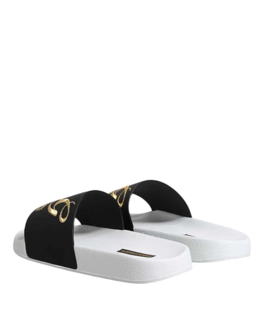 Dolce & Gabbana White Black Leather Sandals Beachwear Shoes - Sandals