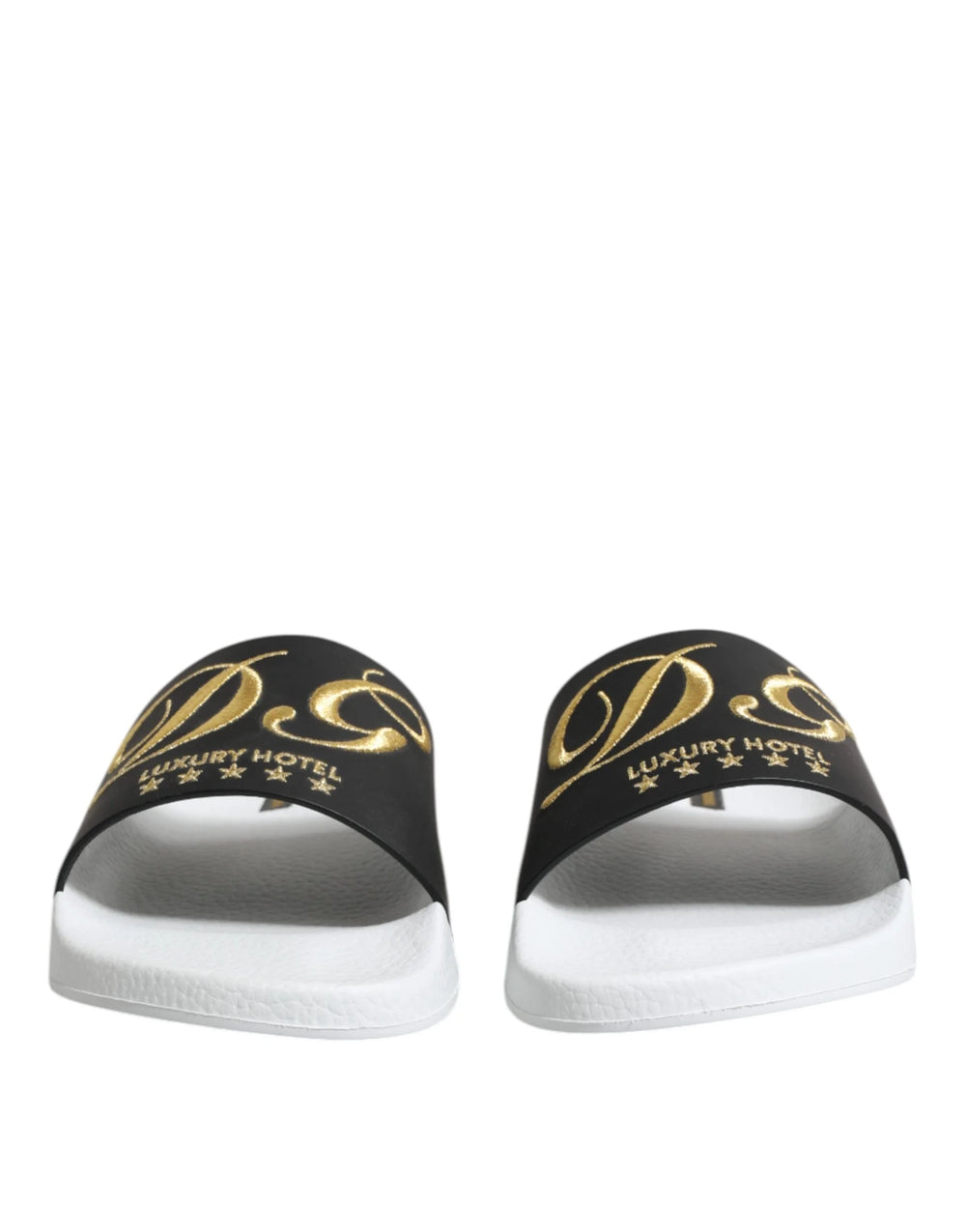 Dolce & Gabbana White Black Leather Sandals Beachwear Shoes - Sandals