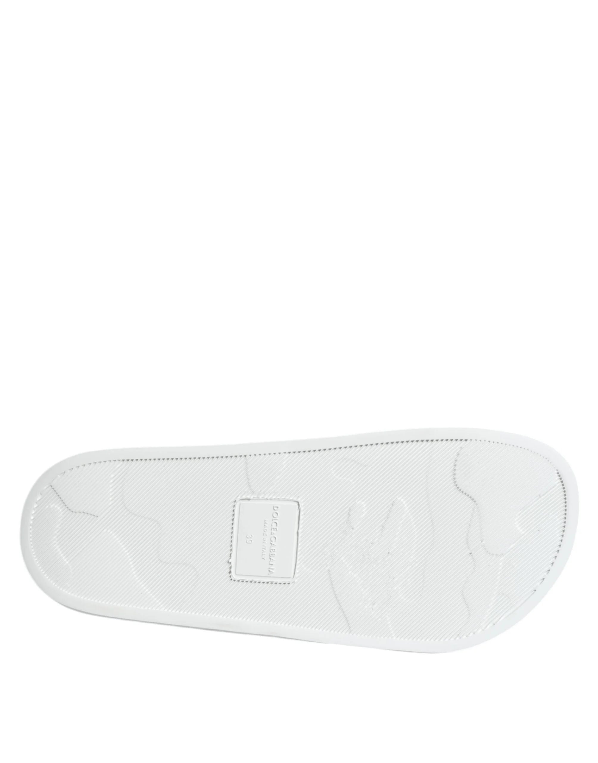 Dolce & Gabbana White Black Leather Sandals Beachwear Shoes - Sandals