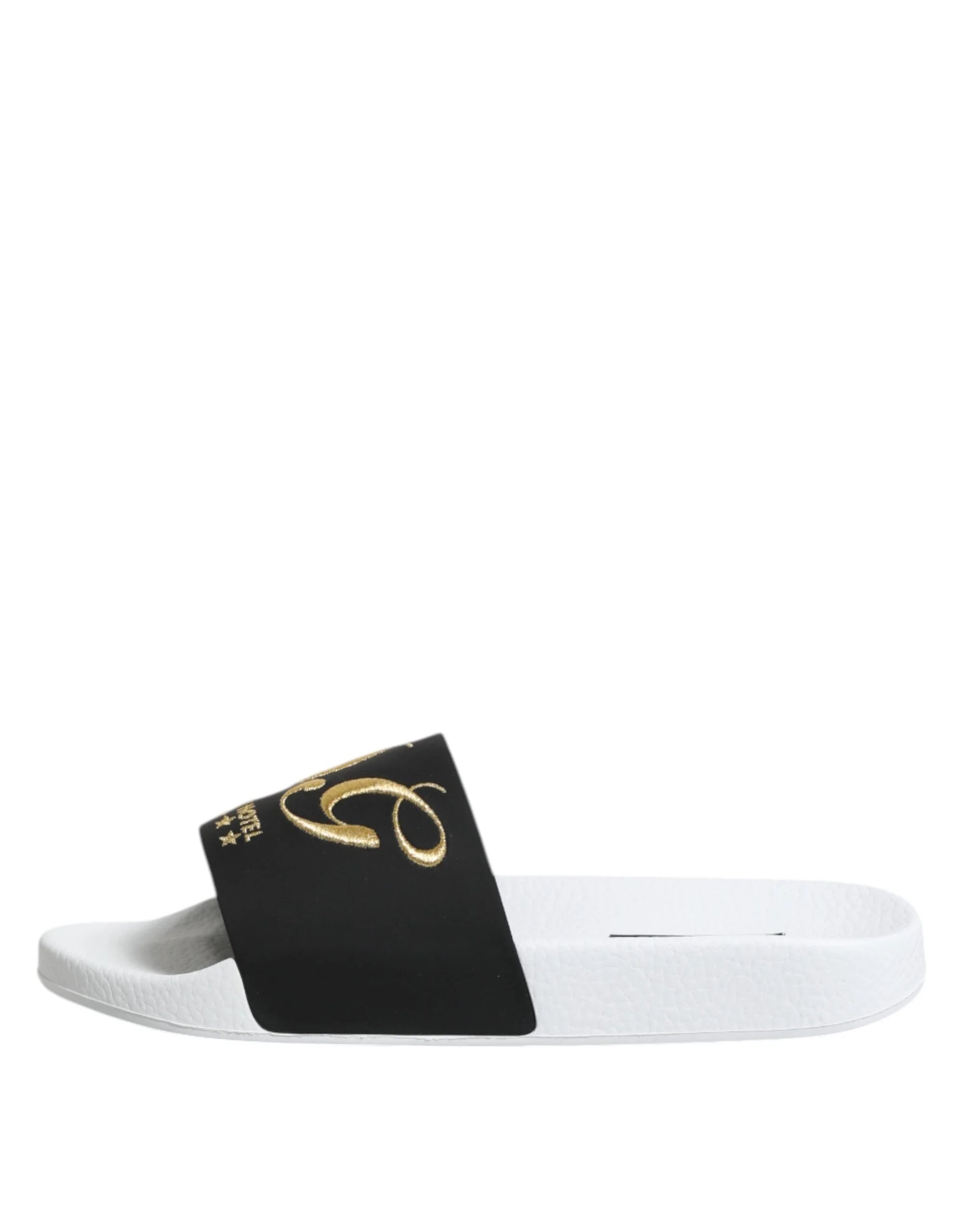 Dolce & Gabbana White Black Leather Sandals Beachwear Shoes - Sandals
