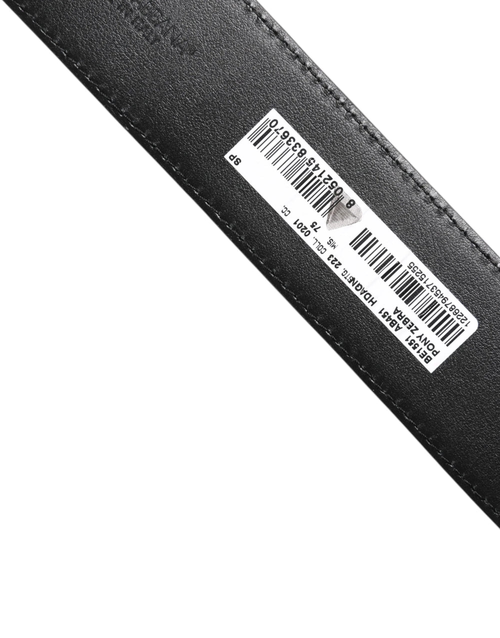 Dolce & Gabbana White Black Leather Zebra DG Crystal Buckle Belt - 75 cm / 29,5 Inches - Belts