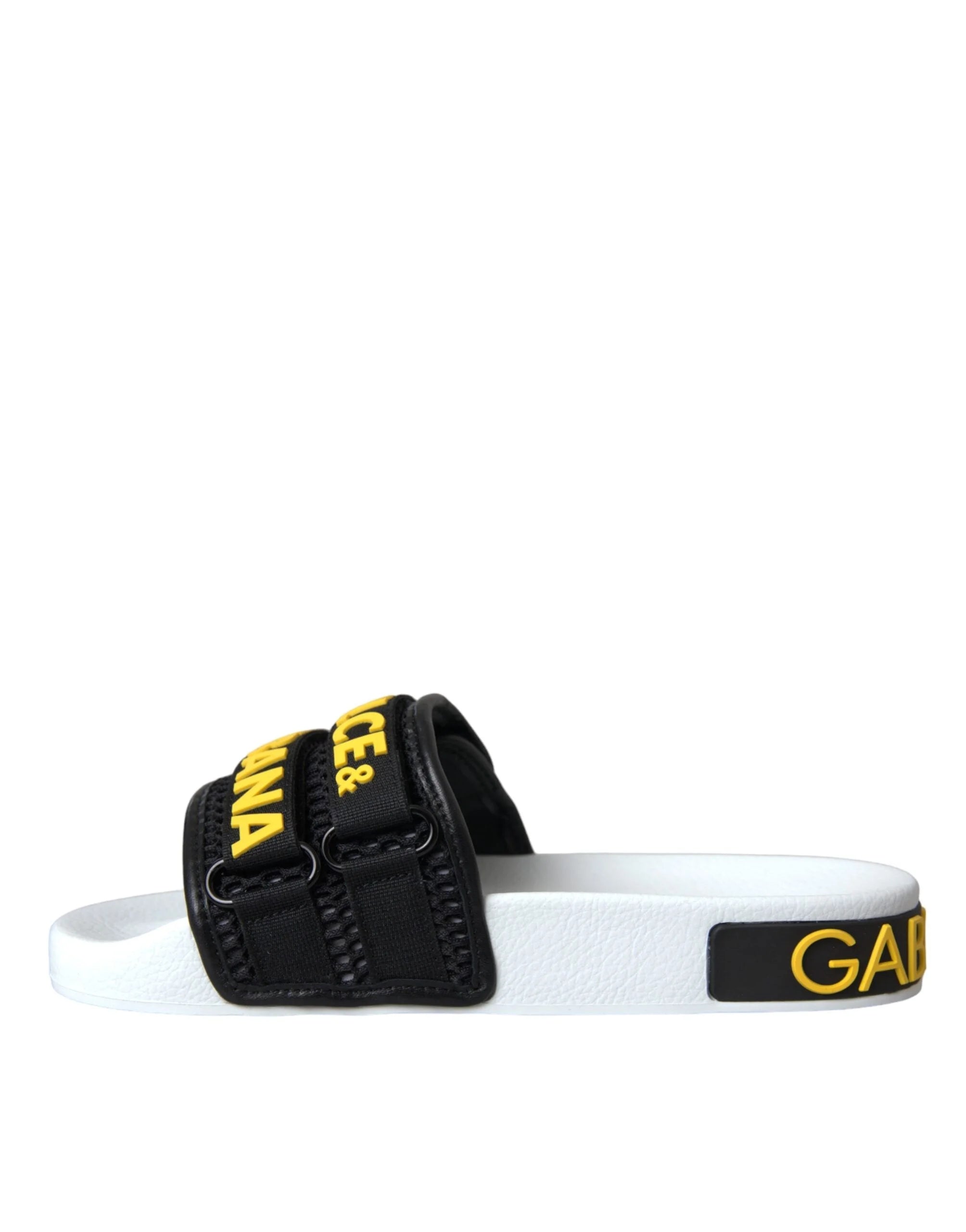 Dolce & Gabbana White Black Logo Beachwear Flats Sandals Shoes - EU36/US5.5 - Sandals