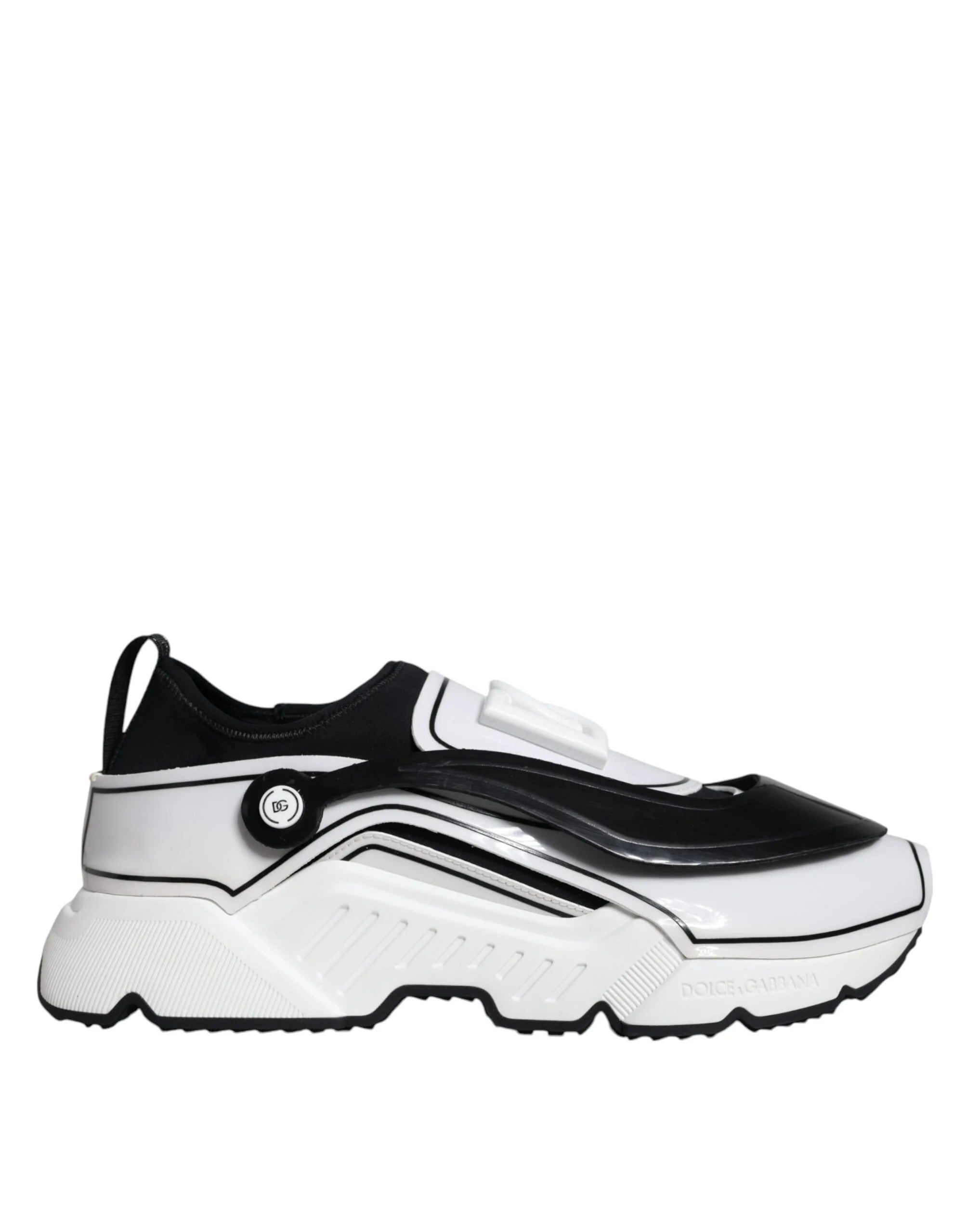 Dolce & Gabbana White Black Logo Plaque Daymaster Sneakers Shoes - EU39/US6